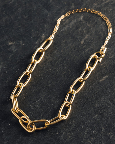 Maslo Oval Link Necklace, Gold