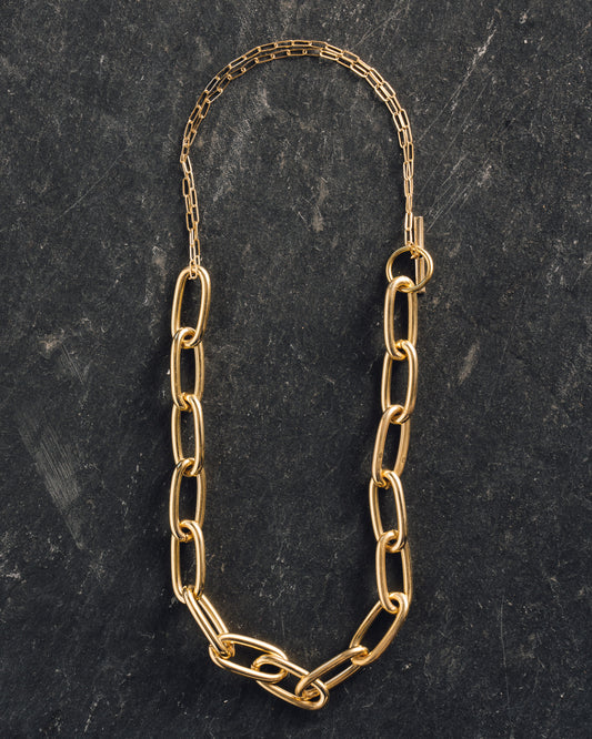 Maslo Oval Link Necklace, Gold