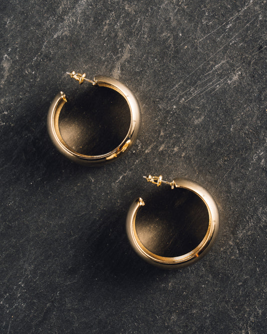 Maslo Domed Hoop Earrings, Gold