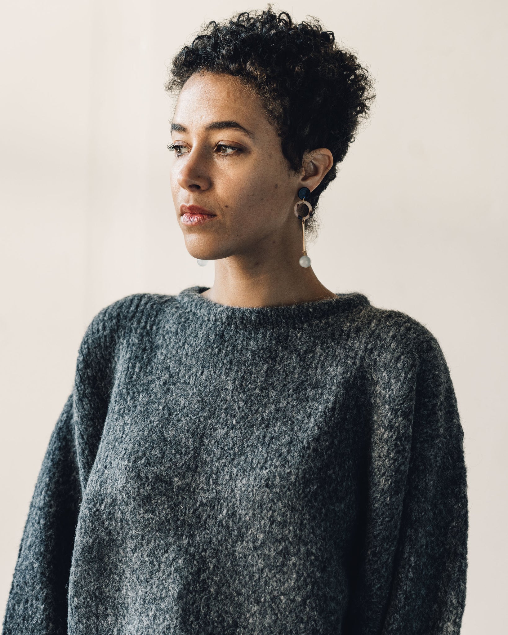 Atelier Delphine Balloon Sleeve Sweater, Charcoal