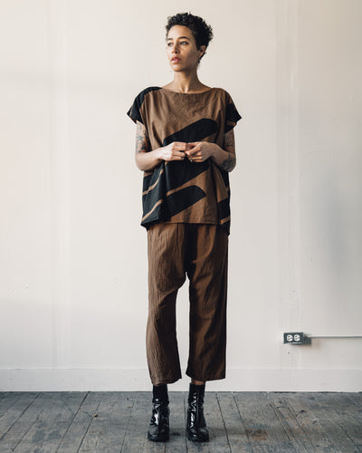 Uzi Oversized Tunic, Brown Swipe