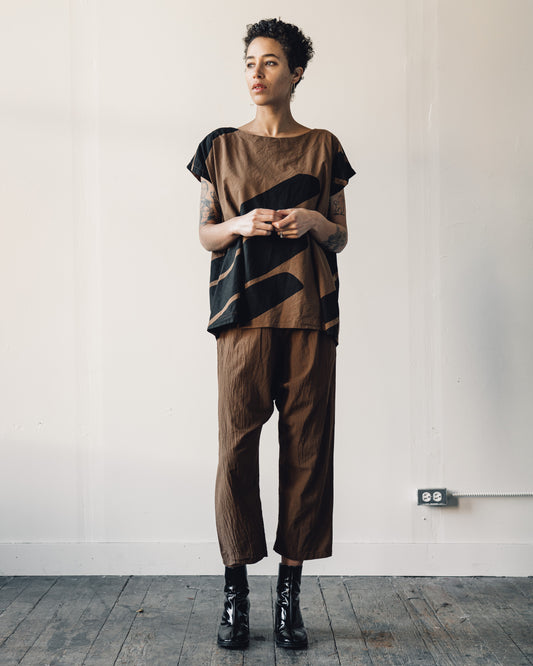 Uzi Oversized Tunic, Brown Swipe