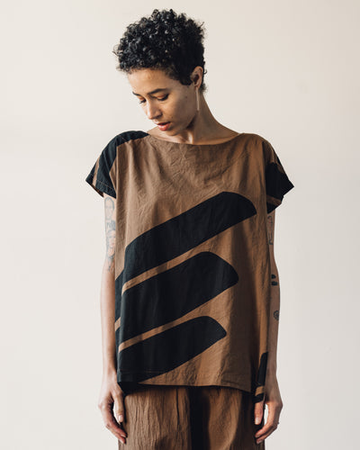 Uzi Oversized Tunic, Brown Swipe