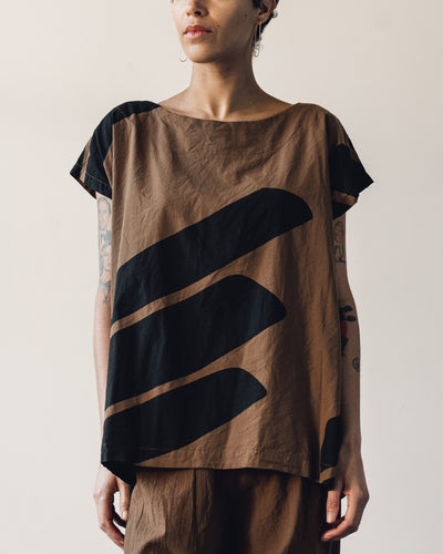 Uzi Oversized Tunic, Brown Swipe