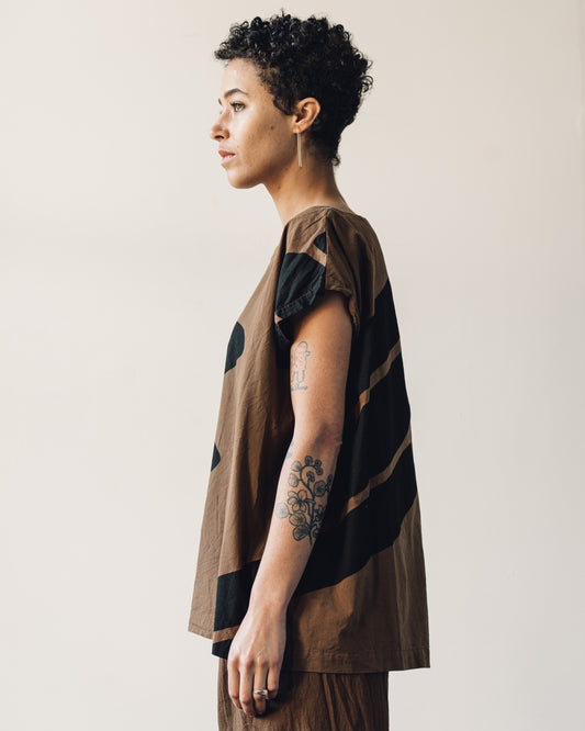 Uzi Oversized Tunic, Brown Swipe