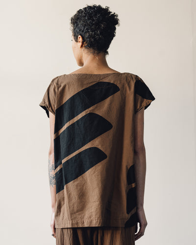 Uzi Oversized Tunic, Brown Swipe