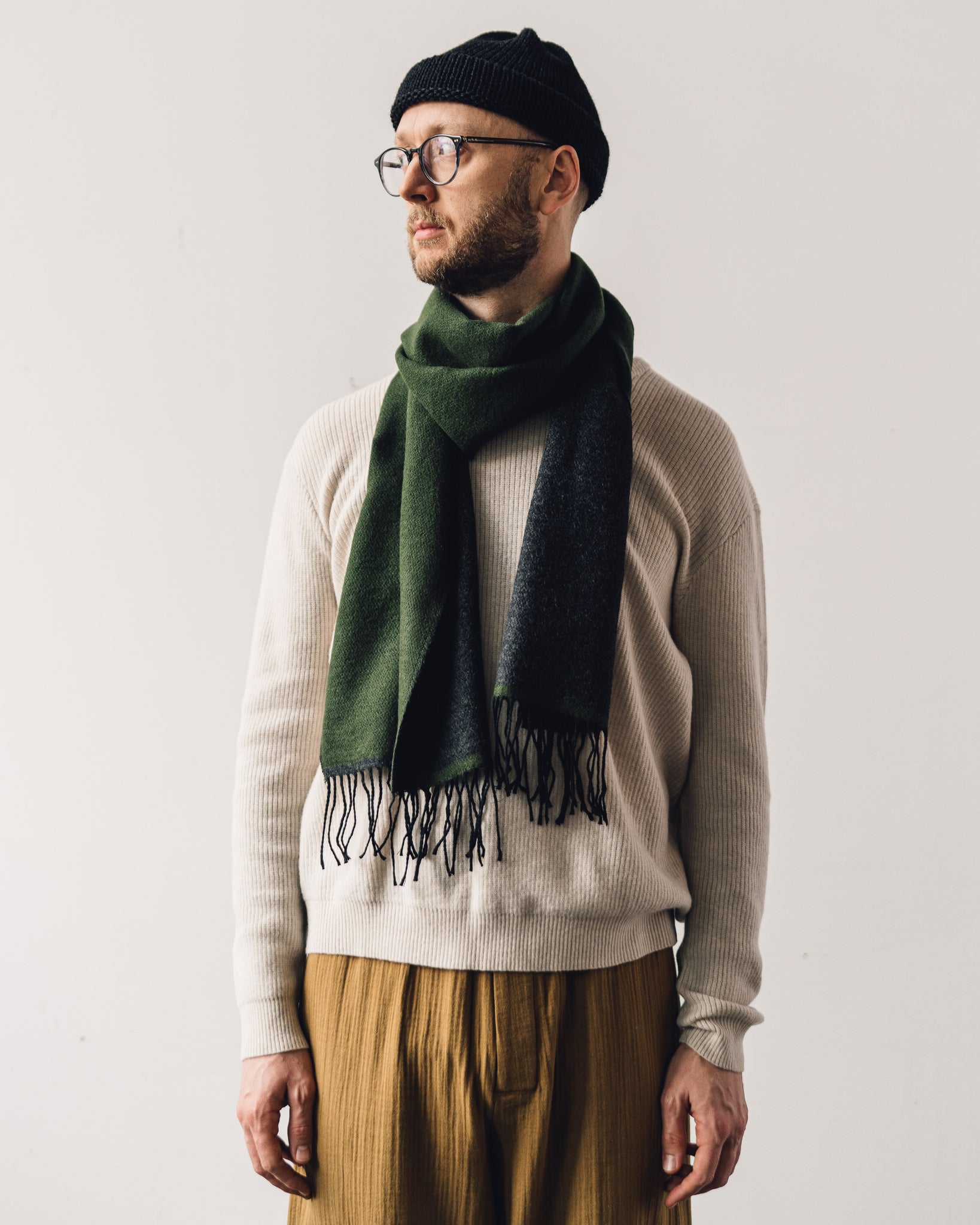 Universal Works Scarf, Olive/Charcoal