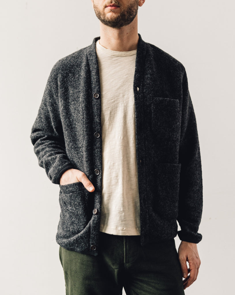 Universal Works Cardigan, Charcoal | Glasswing