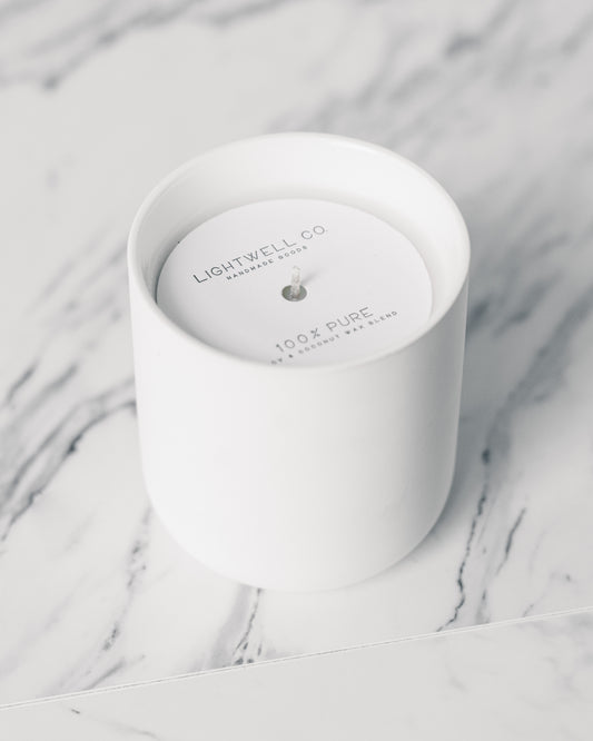 Lightwell White Ceramic Candle