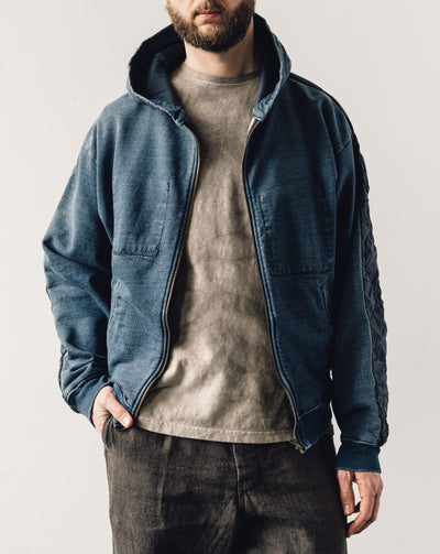 Kapital Fleece Knit Bivouac Hooded Blouson Unisex, Indigo