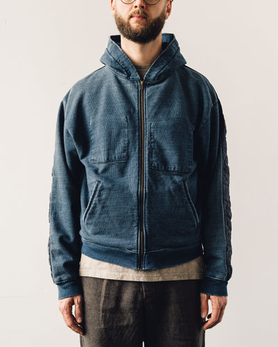 Kapital Fleece Knit Bivouac Hooded Blouson Unisex, Indigo