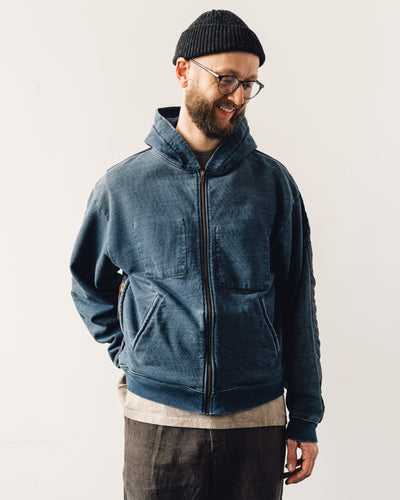 Kapital Fleece Knit Bivouac Hooded Blouson Unisex, Indigo