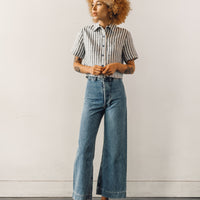 7115 Striped Cropped Button Down, Wide