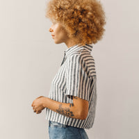 7115 Striped Cropped Button Down, Wide