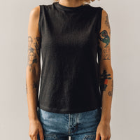 7115 Linen Textured Tank Tee, Black