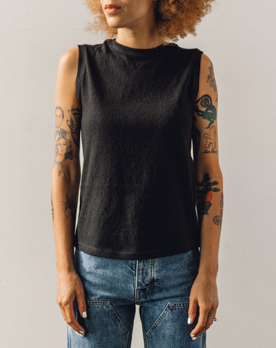 7115 Linen Textured Tank Tee, Black