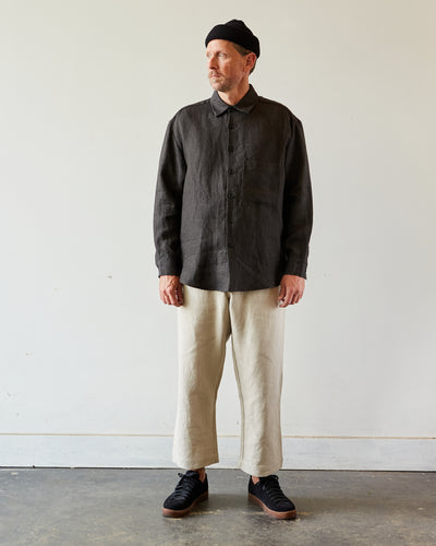 Evan Kinori Big Shirt II, Linen Houndstooth