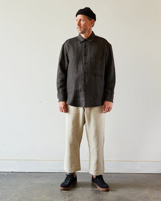 Evan Kinori Big Shirt II, Linen Houndstooth