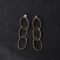 Another Feather Rope Chain Earrings, Bronze