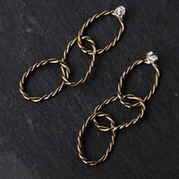 Another Feather Rope Chain Earrings, Bronze