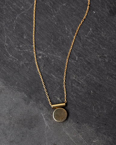Another Feather Circle Necklace, Brass