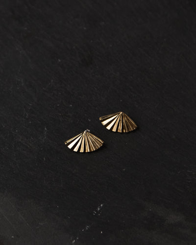 Another Feather Fan Earrings, Bronze