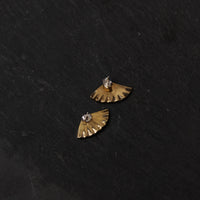 Another Feather Fan Earrings, Bronze