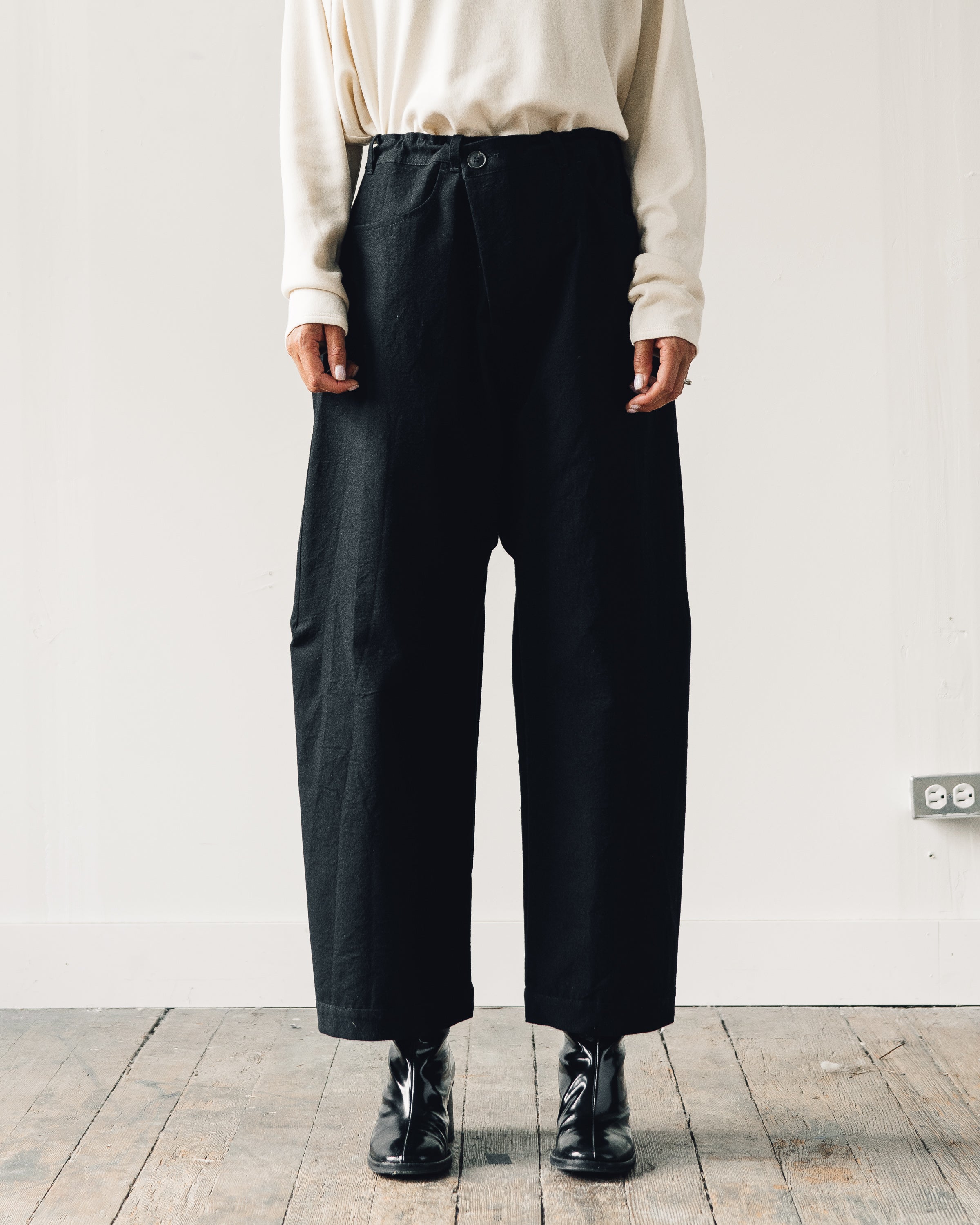 Jan-Jan Van Essche Trousers #53, Black Melange Cotton/Wool Canvas