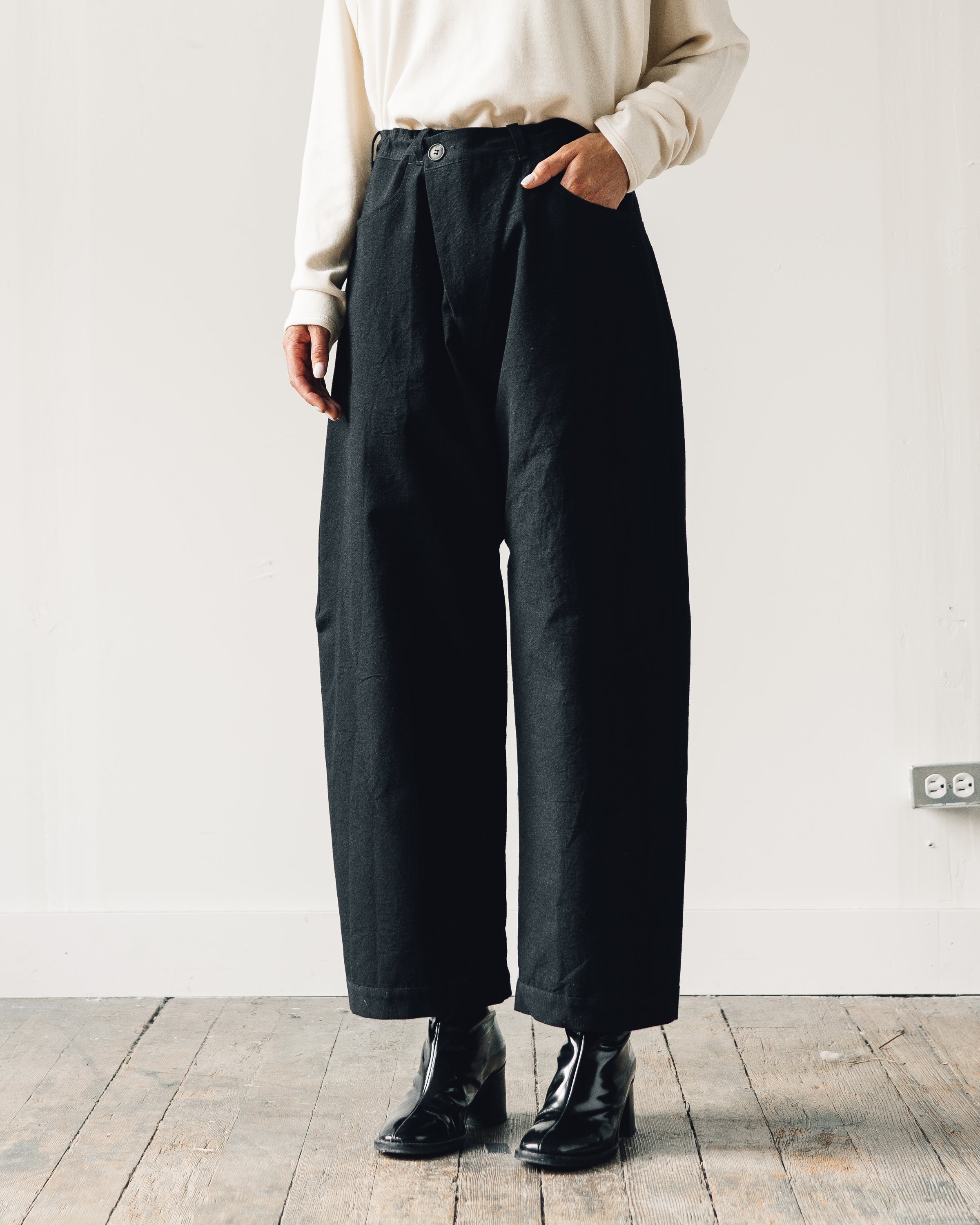 Jan-Jan Van Essche Trousers #53, Black Melange Cotton/Wool