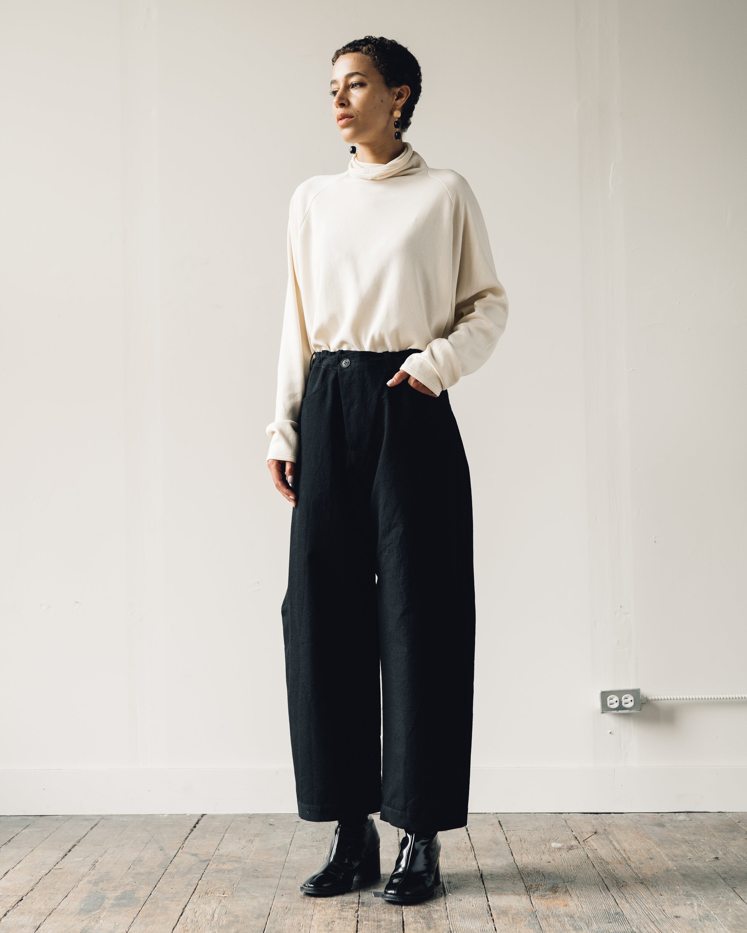 Jan-Jan Van Essche Trousers #53, Black Melange Cotton/Wool