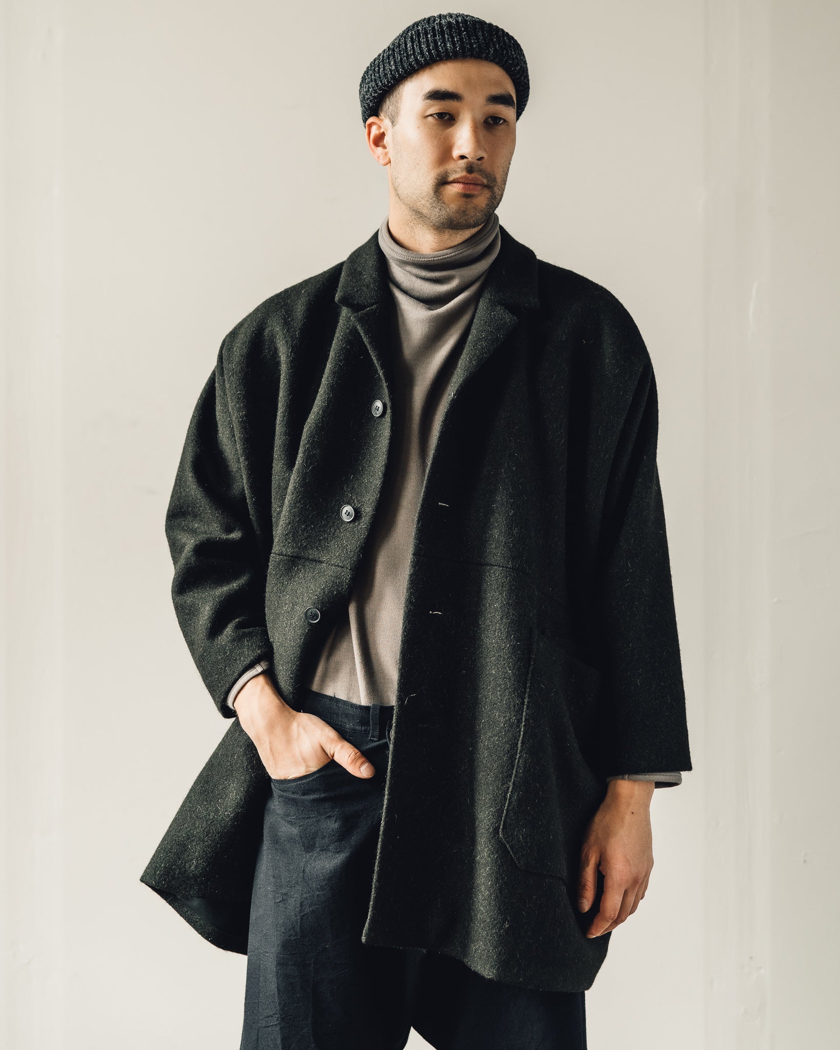 JAN-JAN VAN ESSCHE｜ヤンヤンヴァンエシュ、COAT #21 Jan-Jan Van Essche Coat #21, Black Forest Loden – Glasswing