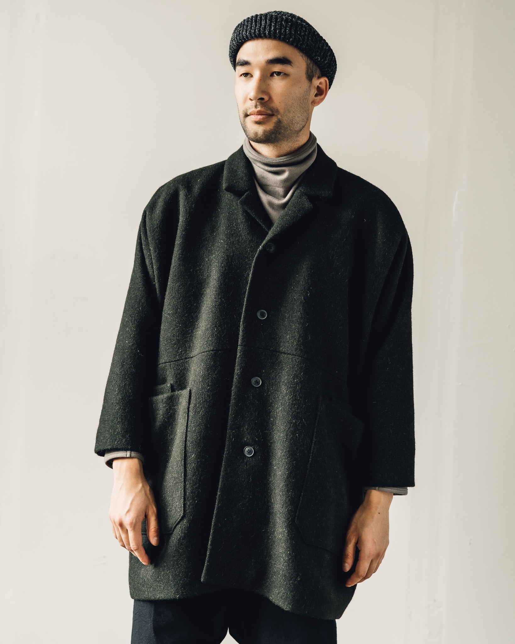 JAN-JAN VAN ESSCHE｜ヤンヤンヴァンエシュ、COAT #21 Jan-Jan Van Essche Coat #21, Black Forest Loden – Glasswing