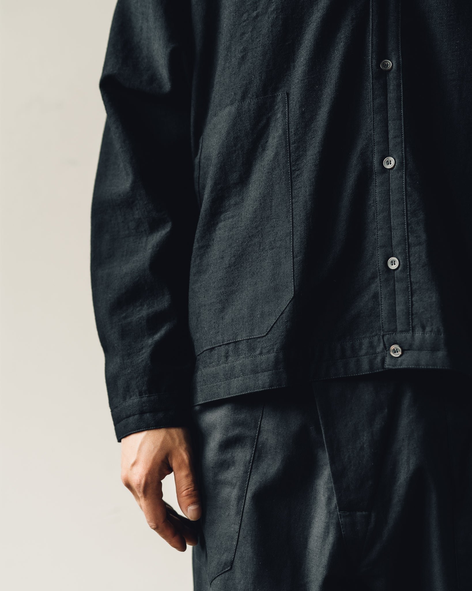 Jan-Jan Van Essche Shirt #72, Black Wool Flannel
