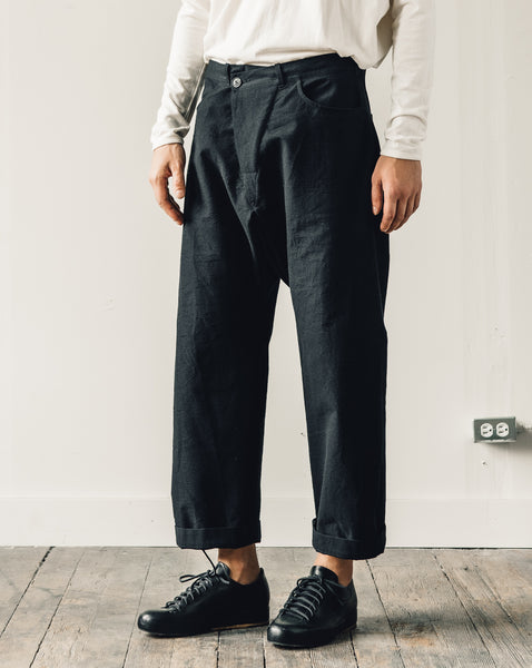Jan-Jan Van Essche Trousers #53, Black Melange Cotton/Wool