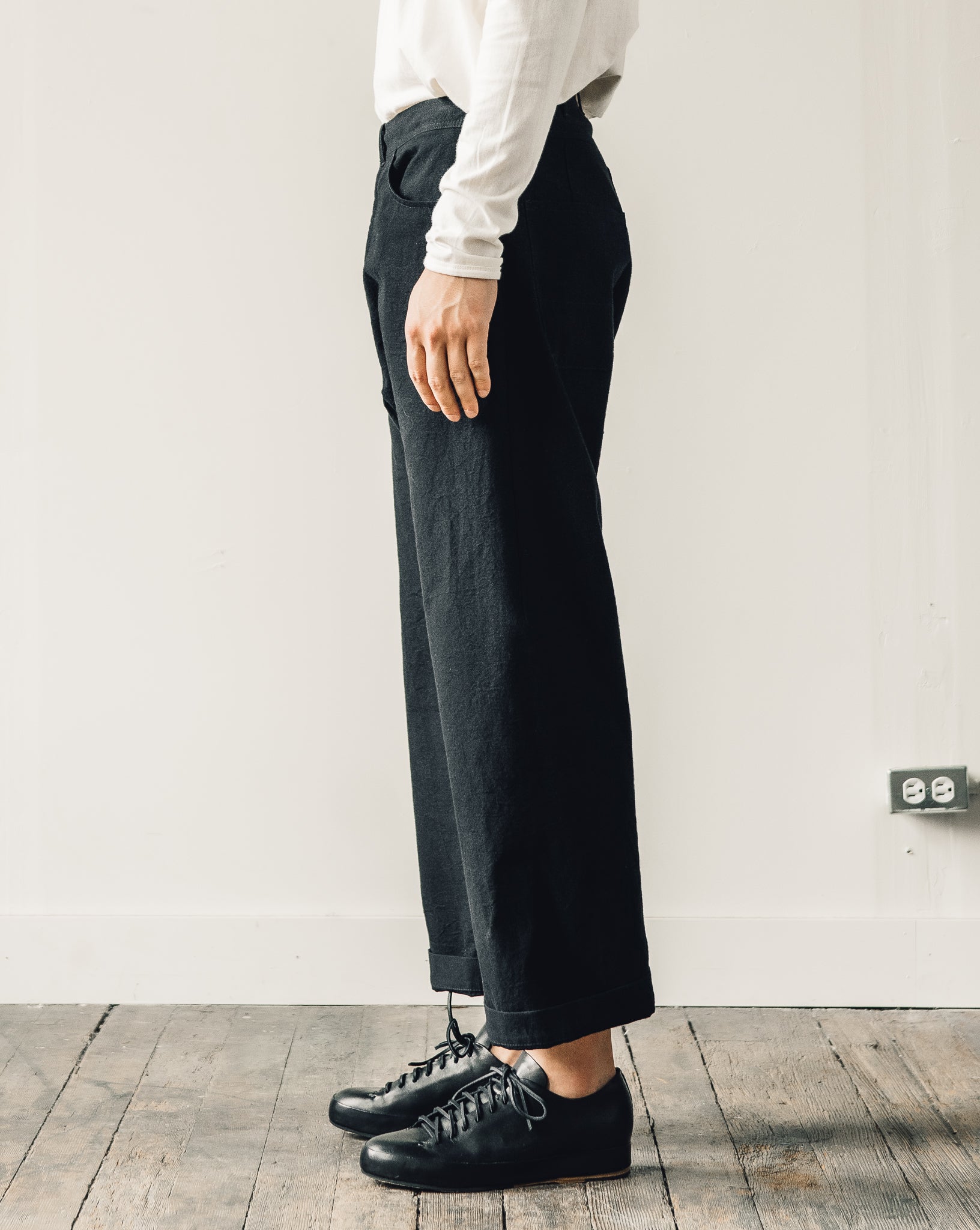 Jan-Jan Van Essche Trousers #53, Black Melange Cotton/Wool Canvas