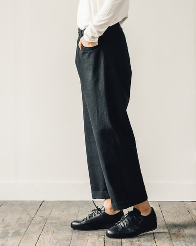 Jan-Jan Van Essche Trousers #53, Black Melange Cotton/Wool Canvas