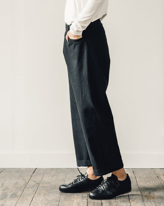 Jan-Jan Van Essche Trousers #53, Black Melange Cotton/Wool Canvas