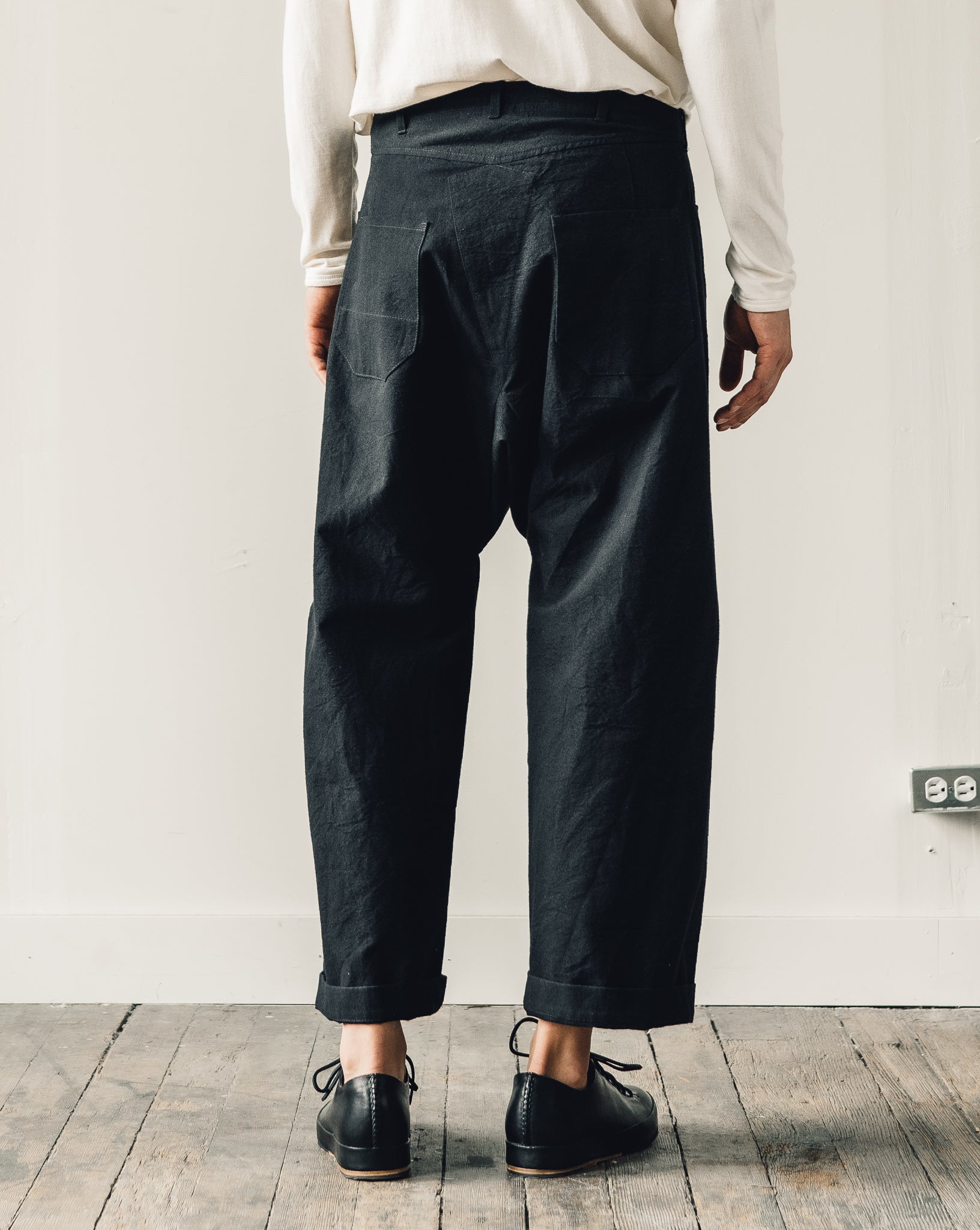 Jan-Jan Van Essche Trousers #53, Black Melange Cotton/Wool Canvas
