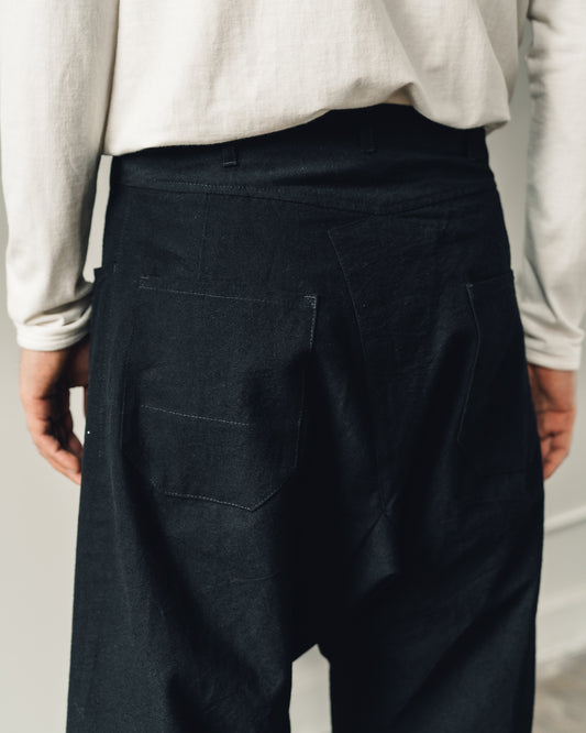 Jan-Jan Van Essche Trousers #53, Black Melange Cotton/Wool Canvas