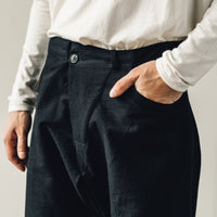 Jan-Jan Van Essche Trousers #53, Black Melange Cotton/Wool Canvas