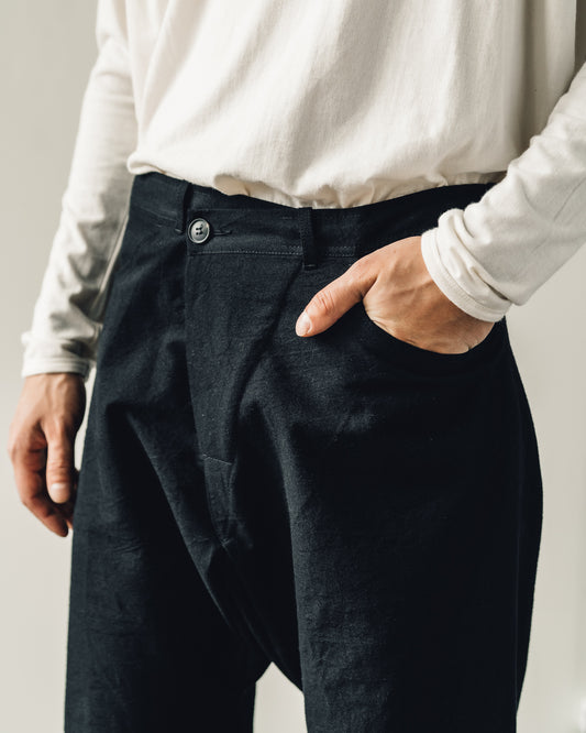 Jan-Jan Van Essche Trousers #53, Black Melange Cotton/Wool Canvas