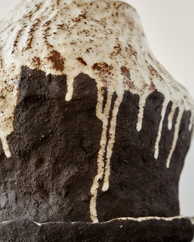 Jojo Corväiá Carved Ceramic Planter with Saucer, V-1127