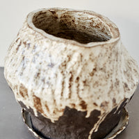 Jojo Corväiá Carved Ceramic Planter with Saucer, V-1127