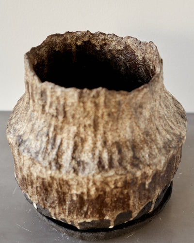 Jojo Corväiá Carved Ceramic Planter with Saucer, V-1135