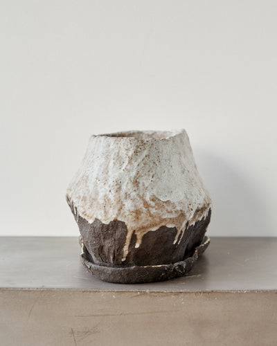 Jojo Corväiá Carved Ceramic Planter with Saucer, V-1136