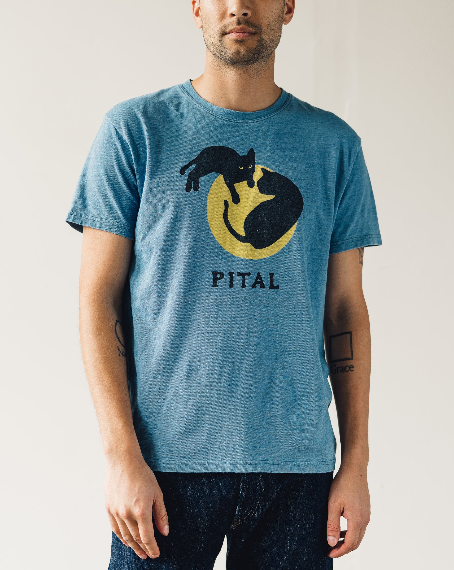Kapital Catpital Tee, Indigo – Glasswing