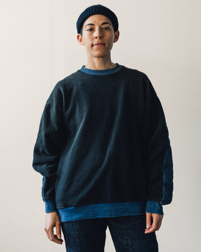 Kapital Fleece/Denim Quilted Big Sweatshirt