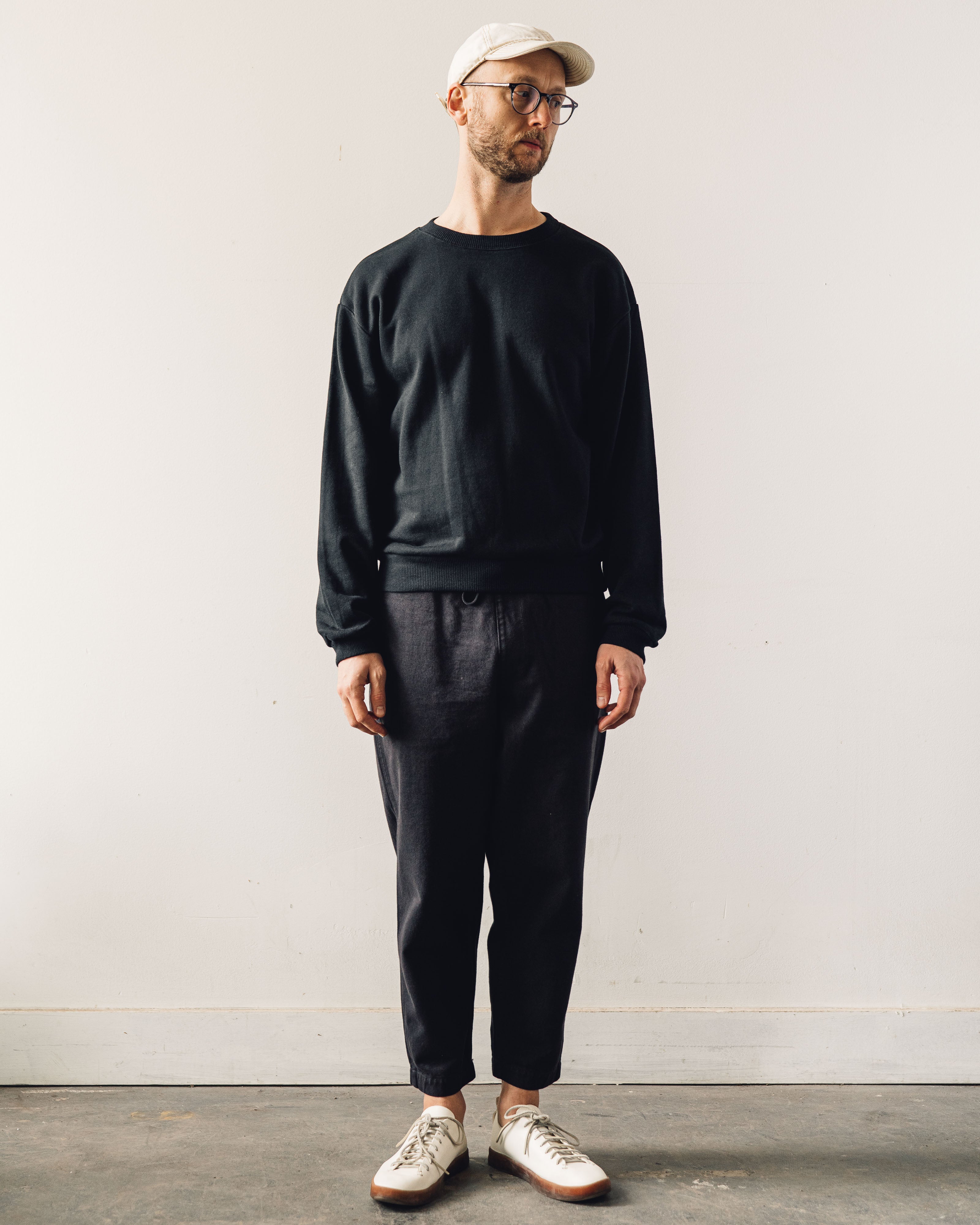 Kapital Eco Fleece Knit Crew Smile Patch, Black – Glasswing