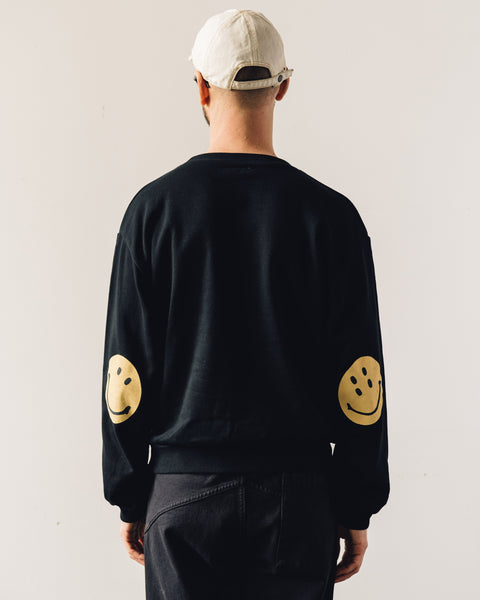 Kapital Eco Fleece Knit Crew Smile Patch, Black – Glasswing