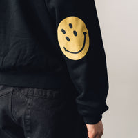 Kapital Eco Fleece Knit Crew Smile Patch, Black